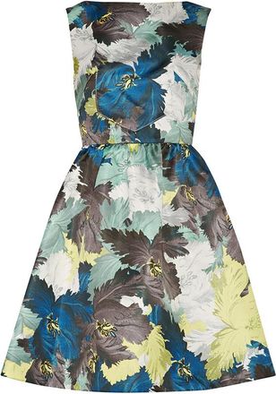 Erdem Kenya Printed Duchesse Satin Mini Dress Size L