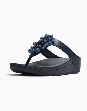 FitFlop Womens Fitflop Fino Toe-Post Polyurethane Womens Midnight Navy Sandals - Blue - Size: 6