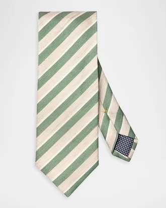 Eton Men & apos;s Linen and Silk Diagonal Stripe Tie