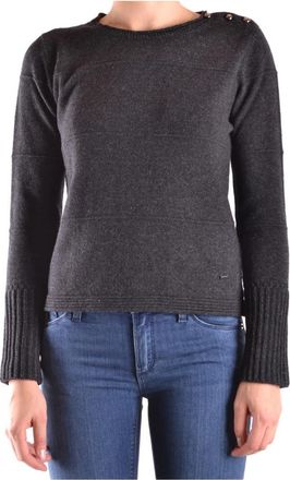 Armani Jeans Rondgebreide trui - Dames - Ronde hals truien - Grijs - M - Wol - Truien & Vesten