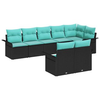 vidaXL Conjunto De Sof&aacute; De Jard&iacute;n 8 Pcs Negro Rat&aacute;n Sint&eacute;tico Vidaxl