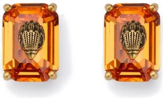 Kurt Geiger Emerald Cut Crystal Stud Earrings in Orange at Nordstrom