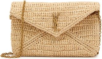Saint Laurent Envelope Raffia Wallet-on-chain - Natural - One Size