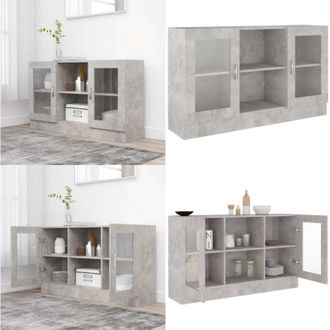 vidaXL Armadietto Vetrina Grigio Cemento 120x30,5x70 cm Multistrato - Armadietto grigio cemento - Armadietto in legno multistrato