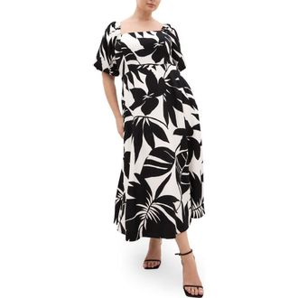 City Chic Collins Floral Print Maxi Dress in Island Oasis at Nordstrom, Size Xxxs