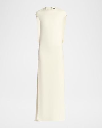 Tom Ford Cap-Sleeve Slit Crepe Gown