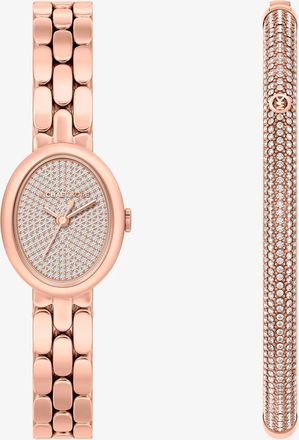 Michael Kors Petite Maude Rose Gold-Tone Watch and Pav&eacute; Bangle Jewelry Gift Set