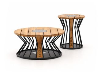 Cosi lumia Bijzet tuintafel set &oslash;70cm (h:41cm)/&oslash;52cm (h:60cm)