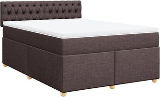 vidaXL Cama Box Spring Con Colch&oacute;n Tela Marr&oacute;n Oscuro 140x200 Cm Vidaxl