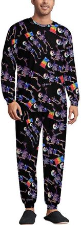 Generic Skeletons Gay Lesbian LGBT Mens Pajama Set Print Loungwear Sleepwear PJ Set Long Sleeve Top And Pants Sleep Sets