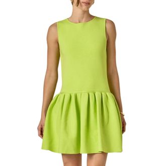 English Factory Peplum Sleeveless Knit Dress In Lime