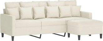 vidaXL Vidaxl - Divano a 3 Posti con Poggiapiedi Crema 180 cm in Velluto