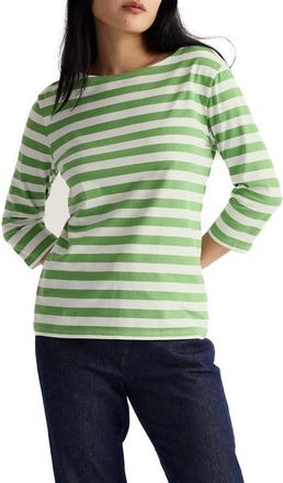 Seasalt Cornwall Sailor Stripe Organic Cotton Top in Scallion Clover Leaf at Nordstrom, Size 20 Us