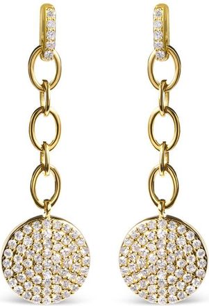 House of Brilliance 14K Yellow Gold 1.0 Cttw Diamond Chain Cluster Dangle Chain Earrings (I-J Color, I1-I2 Clarity)