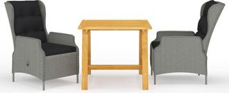 vidaXL Juego De Comedor Para Jard&iacute;n 3 Piezas Gris Claro Vidaxl