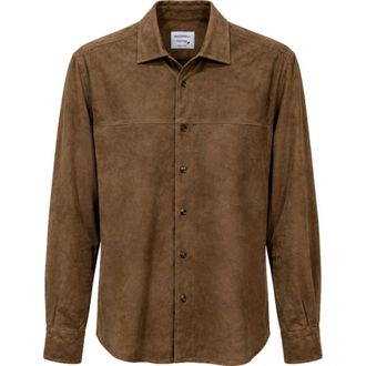 Mazzarelli Lange mouwen technisch shirt - Heren - Overhemden - Bruin - Maat: 3XL Su&egrave;de