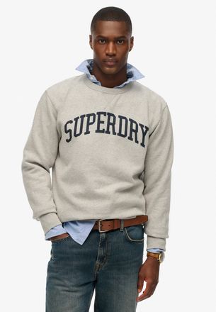 Superdry Sweatshirt SUPERDRY ATHLETIC ESS CREW, Herren, Gr. S, grau (grau marl), angeraute Sweatware, Obermaterial: 100% Baumwolle, bedruckt, meliert, loose fi