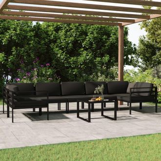 vidaXL Set Muebles De Jard&iacute;n 8 Pzas Y Cojines Aluminio Gris Antracita Vidaxl