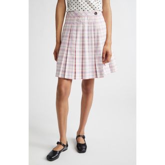 Sandy Liang Astra Plaid Pleated Skort in Pink Multi at Nordstrom, Size 2