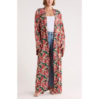 Nordstrom Rack Oversize Cover-Up Ruana in Green- Coral Palm Multi at Nordstrom Rack, Size Large/x-Large