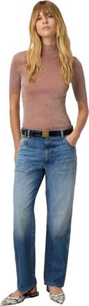 Missoni Mock Neck Sweater With Lam&eacute; Threads in Pink Lam&eacute; at Nordstrom, Size 44 It