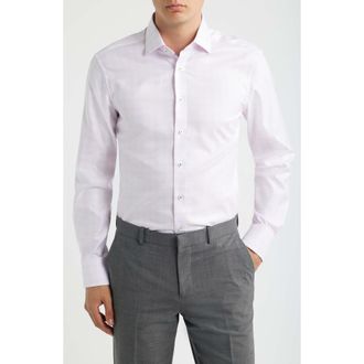 Eterna Slim Fit Check Non-Iron Cotton Twill Dress Shirt in Pink at Nordstrom, Size 15.5 - L