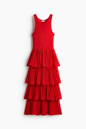 H&M Feinstrickkleid mit Stufen - Knallrot