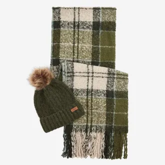 Barbour Set van Barbour Saltburn-sjaal en muts