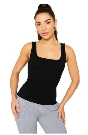 Fabletics Womens Daily Rib Square Neck Tank in Black at Nordstrom, Size Xx-Large