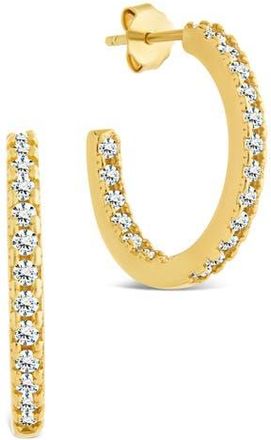 Sterling Forever Cubic Zirconia Open Hoop Earrings in Gold at Nordstrom Rack