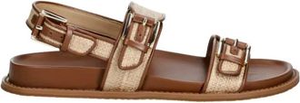 Michael Kors Schoenen, Dames, Bruin, 39 EU, Leer, Nia Flat Sandal