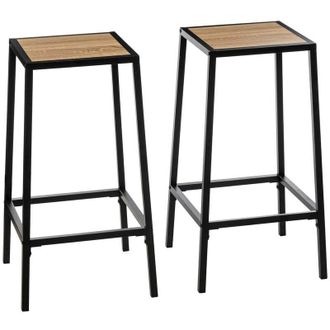 5five Simply Smart Lote De 2 Taburetes De Bar Aliaj Efecto Roble Natural - 5five