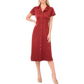 Vince Camuto Short Sleeve Faux Suede Midi Shirtdress in Rustic at Nordstrom Rack, Size X-Small