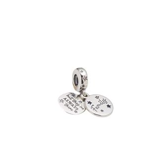 Pandora Familieliefde Dubbele Dangle Charm - Dames - Accessoires - Grijs - Maat: ONE Size Synthetisch