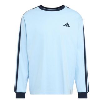 adidas Essential Plus Loose Fit 3-Stripes Long Sleeve T-Shirt Clear Sky KU6446