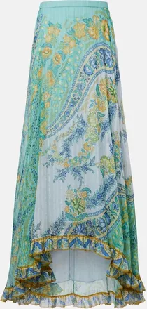 Etro Falda larga asim&eacute;trica de seda floral