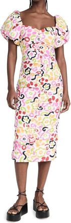Rhode Resort Tessa Painted Bloom Midi Dress In Multicolor