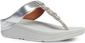 FitFlop Fino Crystal Embellished Thong Platform Sandal in Silver at Nordstrom Rack, Size 11