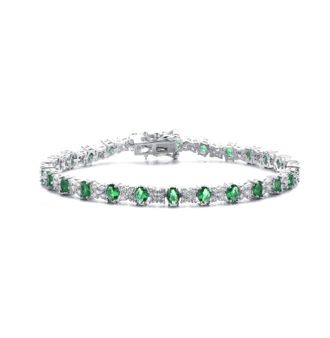 Rachel Glauber White Gold Plated with Colored Cubic Zirconia Tennis Bracelet