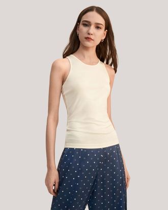LilySilk Spartium Racer-Back Silk Jersey Tank for Women