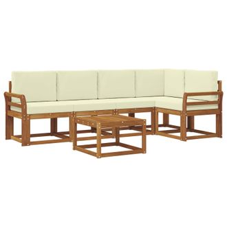 vidaXL Conjunto De Sof&aacute;s De Exterior Con Coj&iacute;n 6 Pcs Natural Y Crema Vidaxl