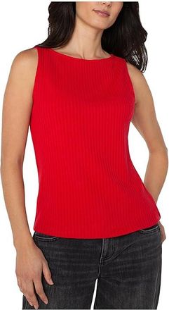 Liverpool L.A. Sleeveless Boat Neck Rib Knit Top Womens Clothing Tango Red : XL, Polyester/Rayon/Spandex