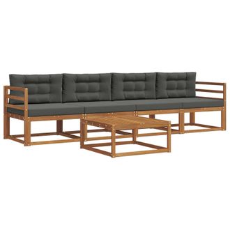 vidaXL Conjunto De Sof&aacute;s De Exterior 5 Pcs Natural Y Antracita Vidaxl