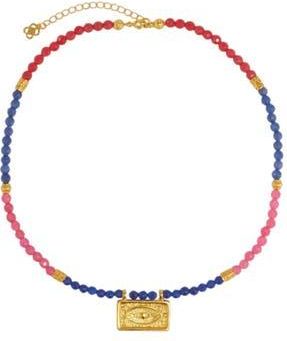 Ottoman Hands Arden Evil Eye Gemstone Beaded Necklace in Gold at Nordstrom