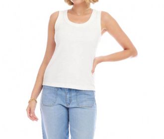 Karen Kane Ribbed Scoop Neck Tank In Off White