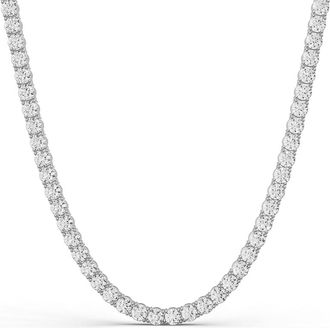 Diamond2Deal 14K White Gold 5 Ct Lab Grown Diamond Light Weight Straight Line Tennis Necklace (4Prong) (E-F, VS1-VS2)