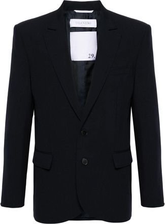 Valentino Garavani notched-lapels single-breasted blazer - men - Polyester/Wool/Cupro - 52 - Blue