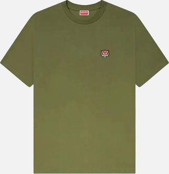 Kenzo Mens Happy Tiger Embroidered Classic T-shirt Green - Size: 42