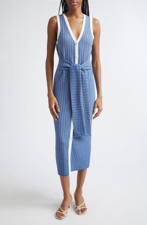 Toccin Bex Tie Front Sleeveless Mid Dress in Ocean Optic Multi at Nordstrom, Size X-Small