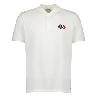 Moncler Logo Patch Cotton Piqu&eacute; Polo - male - Moncler - Polo Shirts - White - S - Tops